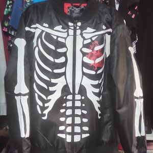 Rebels Black and White Skeleton Bomber Jacket